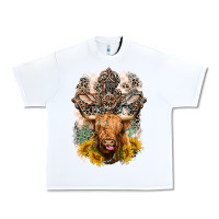 White Western Heifer Cow with crosses Urban Heavy Tee - LillyAllenDesigns