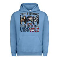 Pigment Pebble Blue just a regular mom trying not to raise liberals Urban Hoodie - CowhideDigitalArt