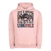Pigment Salmon just a regular mom trying not to raise liberals Urban Hoodie - CowhideDigitalArt