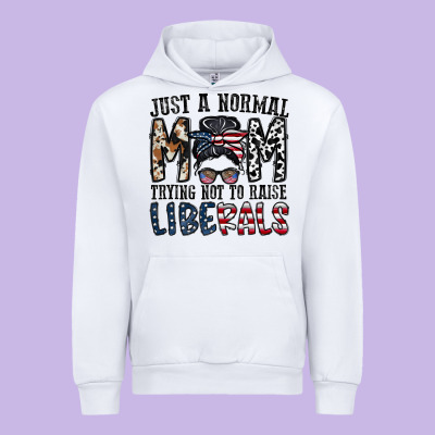 Just A Regular Mom Trying Not To Raise Liberals Urban Hoodie Designed By Cowhidedigitalart