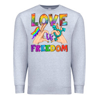 Heather Grey Love Is Freedom Premium Sweatshirt - BundleAndBundleShop
