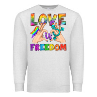 Oatmeal Heather Love Is Freedom Premium Sweatshirt - BundleAndBundleShop