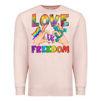 Pale Pink Love Is Freedom Premium Sweatshirt - BundleAndBundleShop