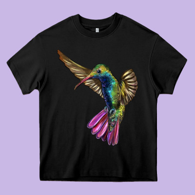 Flying Ruby Throated Hummingbird Heavy Core Tee Designed By Lillyallendesigns