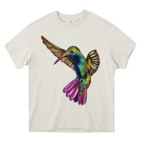 Cream Flying Ruby Throated Hummingbird Heavy Core Tee - LillyAllenDesigns