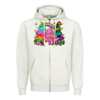 Oatmeal Heather pride christmas trees Zipper Hoodie - HowdyJamesFarm