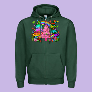 Pride Christmas Trees Zipper Hoodie Designed By Howdyjamesfarm