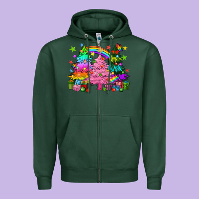 Pride Christmas Trees Zipper Hoodie Designed By Howdyjamesfarm