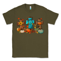 Army Green fall tree cross Classic Tee - BundleAndBundleShop