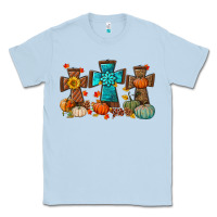 Dusty Blue fall tree cross Classic Tee - BundleAndBundleShop