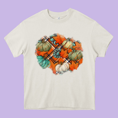 Fall Autumn Patches Heavy Core Tee Designed By Jasminsmagicworld