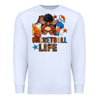 White basketball life messy bun Premium Sweatshirt - FaDigitalArtStudio