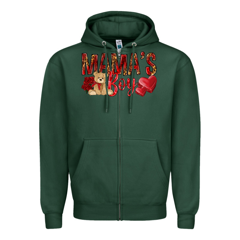 Mamas Boy With Leopard Mother's Day Zipper Hoodie by HowdyJamesFarm | Teevron