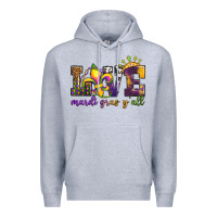 Heather Grey love. ardi gras y'all Premium Hoodie - OliviaCreatesArt
