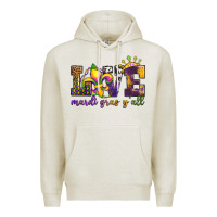 Oatmeal Heather love. ardi gras y'all Premium Hoodie - OliviaCreatesArt