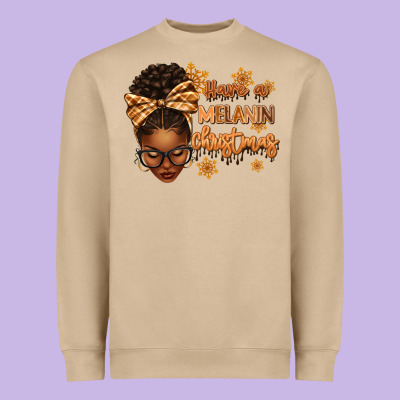 Have A Melanin Christmas Afro Woman Heavyweight Sweatshirt Designed By Texasbilliewilder