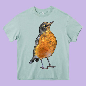 American Robin Bird Heavy Core Tee Designed By Lillyallendesigns