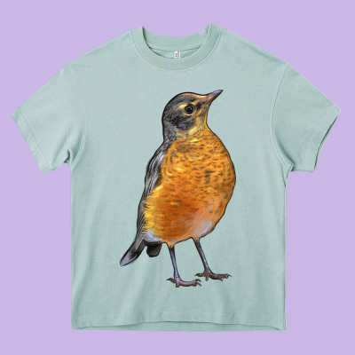 American Robin Bird Heavy Core Tee Designed By Lillyallendesigns