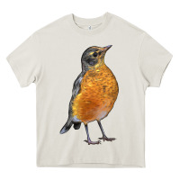 Cream American Robin Bird Heavy Core Tee - LillyAllenDesigns