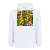 White St. Patrick's Day Horse With Horseshoes Seamless Heavyweight Hoodie - FaDigitalArtStudio