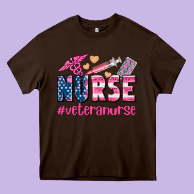 Veteran Nurse Heavy Core Tee Designed By Adodesignshop