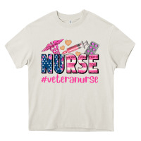 Cream veteran nurse Heavy Core Tee - AdoDesignShop