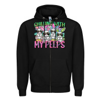 Black Chilling with my peeps Easter bunnies Zipper Hoodie - CowGirlArtShop
