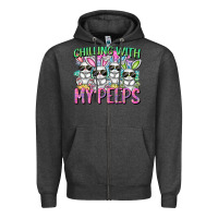 Charcoal Heather Chilling with my peeps Easter bunnies Zipper Hoodie - CowGirlArtShop