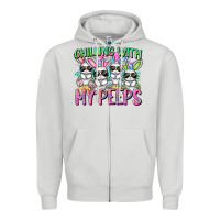 Dove Grey Chilling with my peeps Easter bunnies Zipper Hoodie - CowGirlArtShop