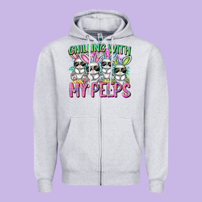 Chilling With My Peeps Easter Bunnies Zipper Hoodie Designed By Cowgirlartshop