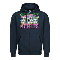 Navy Chilling with my peeps Easter bunnies Zipper Hoodie - CowGirlArtShop