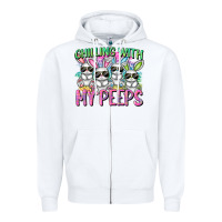 White Chilling with my peeps Easter bunnies Zipper Hoodie - CowGirlArtShop