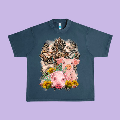 Western Pigs With Crosses Urban Heavy Tee Designed By Lillyallendesigns
