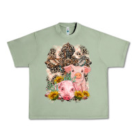 Oil Green Western Pigs with Crosses Urban Heavy Tee - LillyAllenDesigns