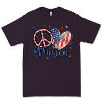 Plum peace love 'merica Premium Tee - MaliasSmallBusiness