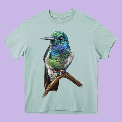 Ruby Throcuted Hummingbird Heavy Core Tee Designed By Lillyallendesigns