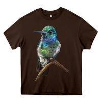 Chocolate Brown Ruby Throcuted Hummingbird Heavy Core Tee - LillyAllenDesigns