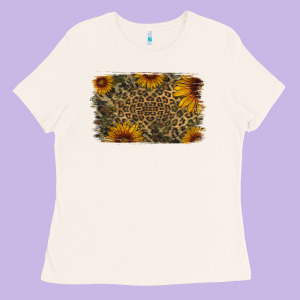Camouflage Leopard Sunflower Background Ladies Tee Designed By Jasminsmagicworld