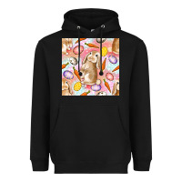 Black Happy Easter Bunny Seamless Pattern Heavyweight Hoodie - BundleAndBundleShop