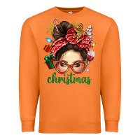 Carrot Christmas Messy Bun With Gingerbread Man Premium Sweatshirt - BundleAndBundleShop