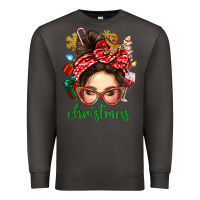 Smoke Christmas Messy Bun With Gingerbread Man Premium Sweatshirt - BundleAndBundleShop