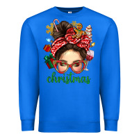 True Royal Christmas Messy Bun With Gingerbread Man Premium Sweatshirt - BundleAndBundleShop