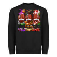 Black happy hallothanksmas football Heavyweight Sweatshirt - texasbilliewilder