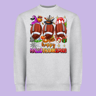 Happy Hallothanksmas Football Heavyweight Sweatshirt Designed By Texasbilliewilder