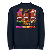 Navy happy hallothanksmas football Heavyweight Sweatshirt - texasbilliewilder