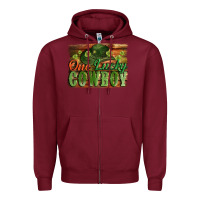 Burgundy One lucky Cowboy St. Patrick's Day Zipper Hoodie - CowGirlArtShop