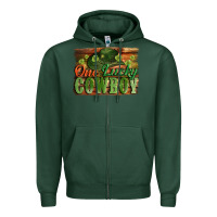 Sports Green One lucky Cowboy St. Patrick's Day Zipper Hoodie - CowGirlArtShop