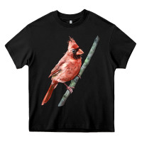 Black Northern Cardinal Bird Heavy Core Tee - LillyAllenDesigns