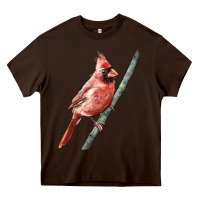 Chocolate Brown Northern Cardinal Bird Heavy Core Tee - LillyAllenDesigns