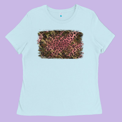 Camouflage Pink Leopard Background Ladies Tee Designed By Jasminsmagicworld